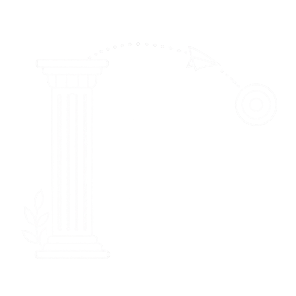 A Doric column sending a letter along an arc to its mark